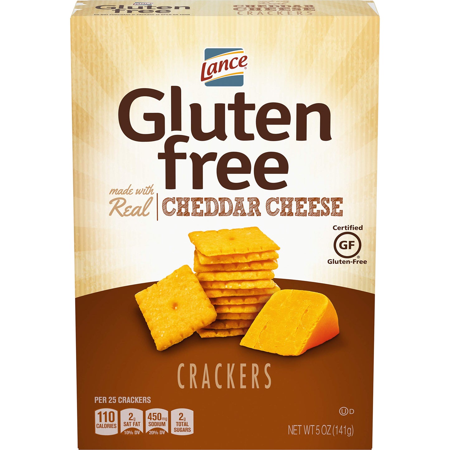 Lance Gluten Free Sandwich Crackers, Cheddar Cheese Bite Sized, 5 Oz, 4 Ct