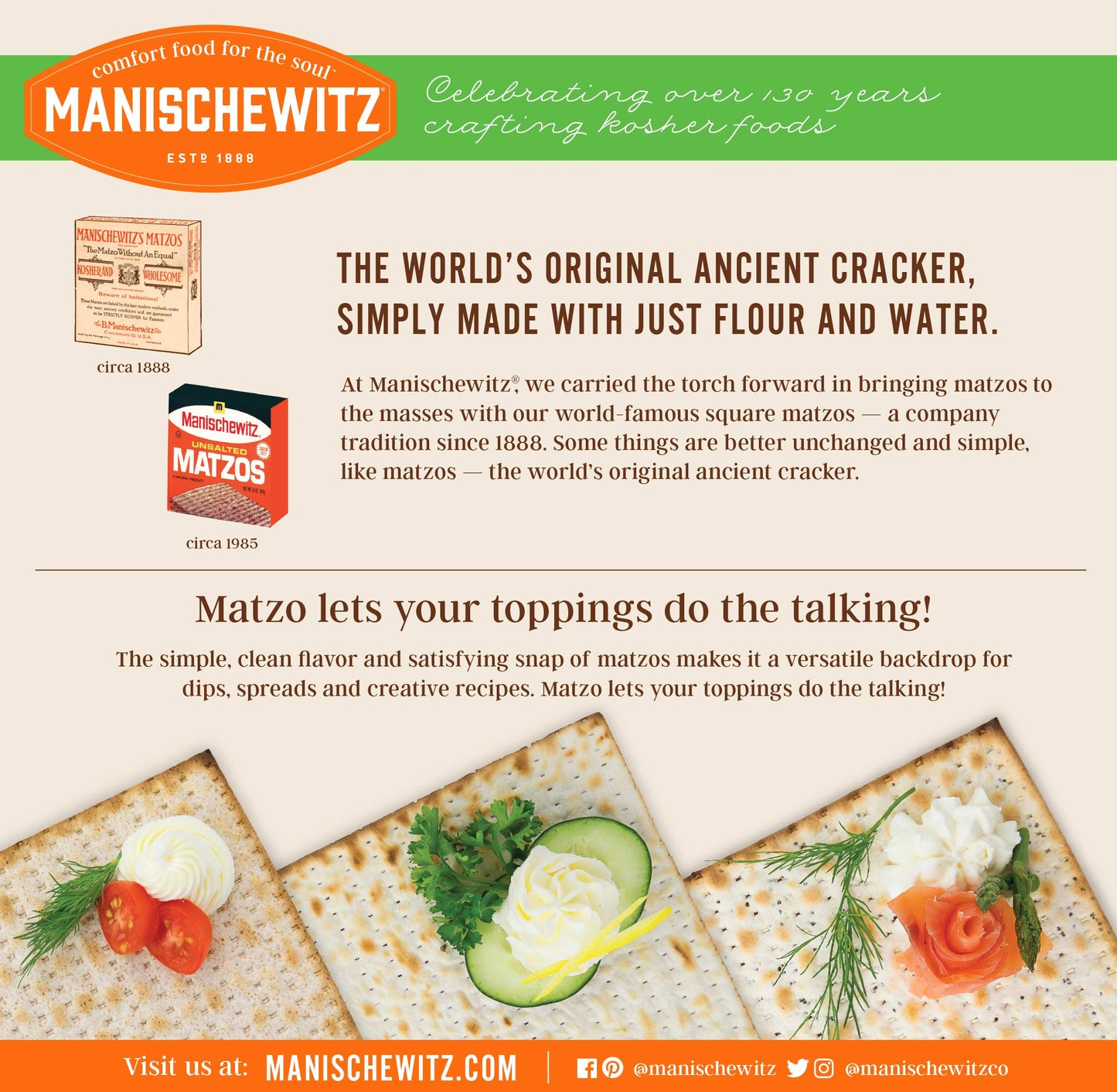 Manischewitz Egg & Onion Matzo 10oz (2 Pack) Crisp & Delicious Flavored Matzo, Not Kosher for Passover