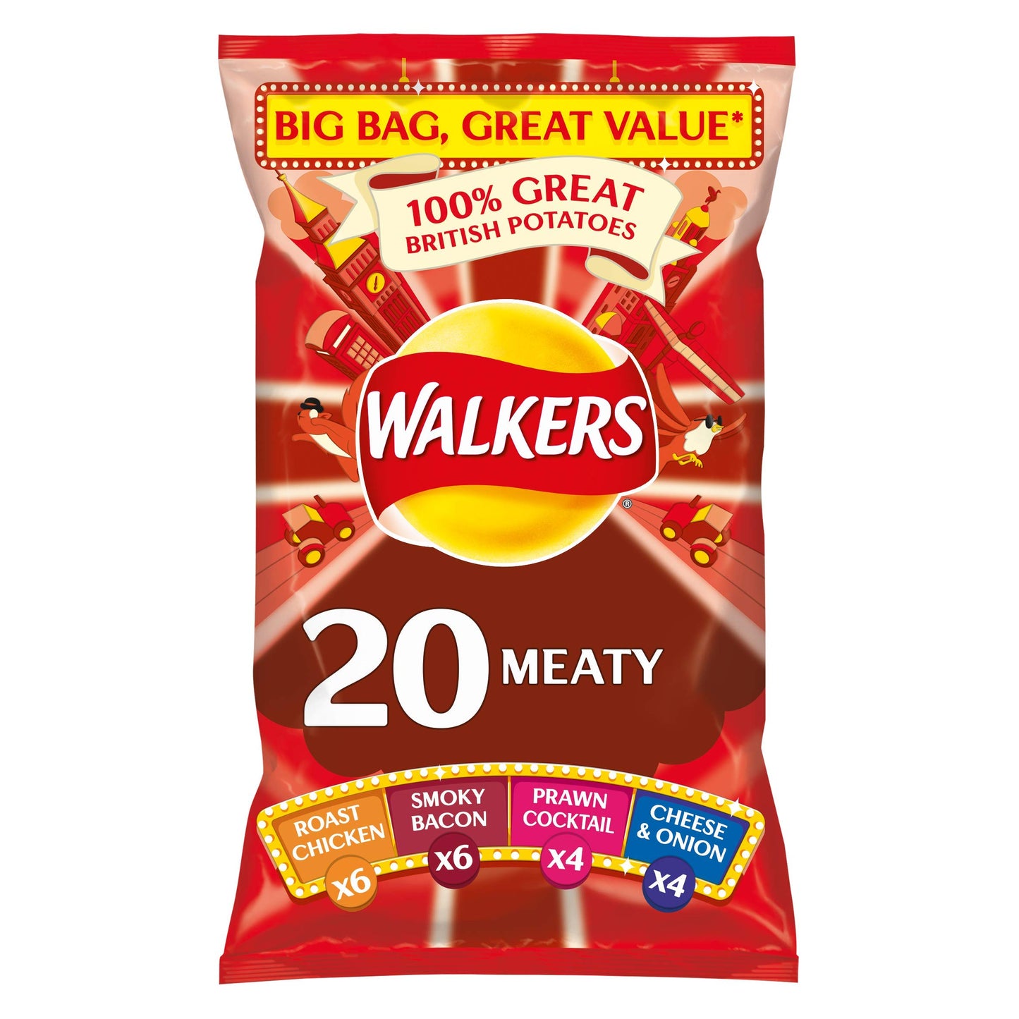 Walkers Meaty Multipack Crisps, 20 x 25 g