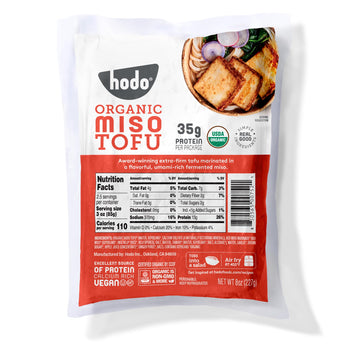 Hodo Miso Organic Tofu | 35g Protein per Package | Marinated in Flavorful, Umami-Rich Miso | Great in Air Fryer or Soup, Baked o