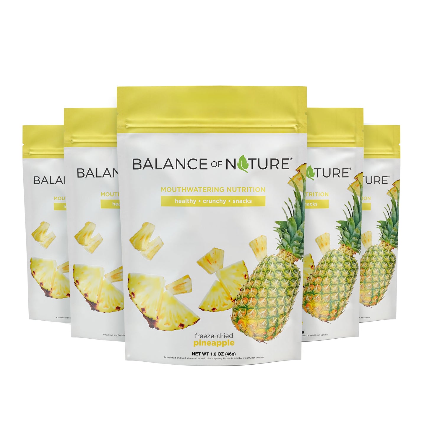 Balance of Nature Freeze-Dried Pineapples (5 Pack) - 100% Real Fruit, Crunchy Pineapple Slices, Healthy Snack, Mouthwatering Nut
