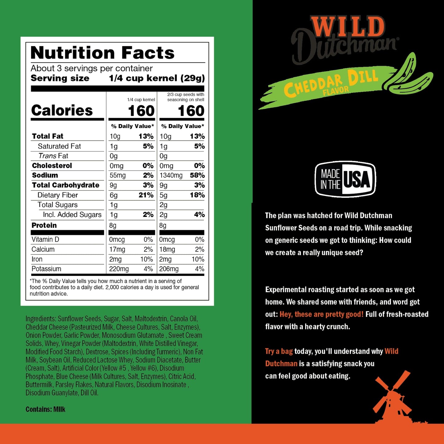 Wild Dutchman Roasted Sunflower Seeds Snack Pack - 5 Flavor Variety, 5.5 oz (Pack of 5) - Resealable for Freshness, Easy Pour