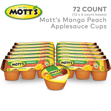 Mott's Mango Peach Applesauce, 4 oz Cups, 72 Count (12 Packs of 6)