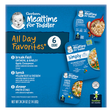 Gerber Toddler Food Variety 6 Pack, All Day Favorites, Breakfast, Lunch & Dinner