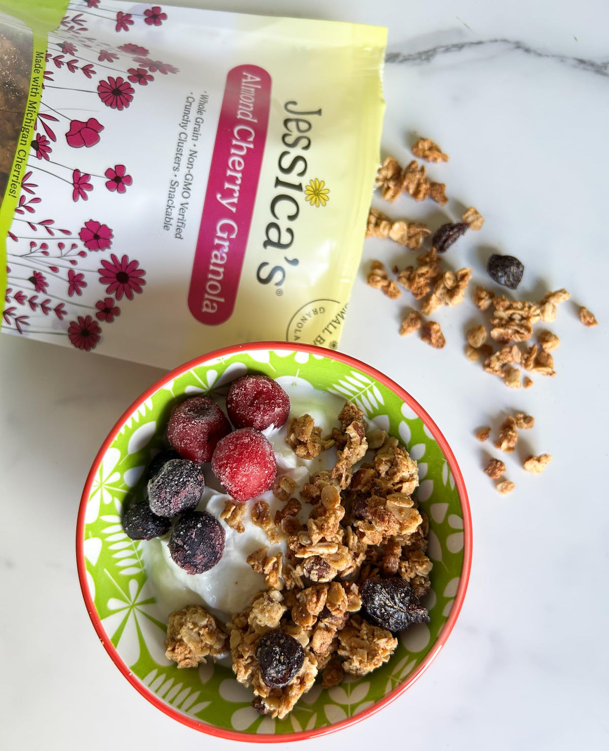 Jessicas Natural Foods Gluten-Free Almond Cherry Granola 11 oz. - All-Natural Granola, Non GMO Breakfast Cereal and Snack, Cert
