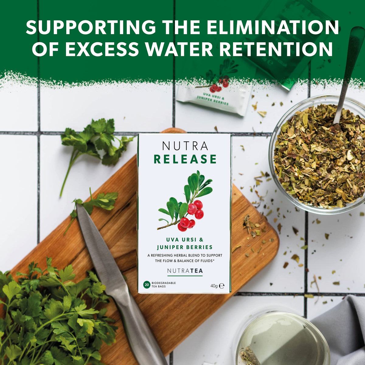 NUTRARELEASE - Kidney Tea | Bloated Stomach Tea - Includes Uva Ursi, Dandelion & Nettle - Assist With Water Retention & Digestio