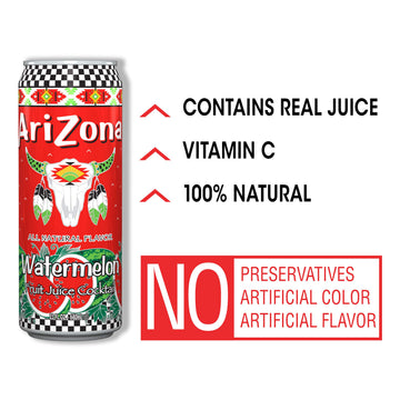 Arizona Watermelon Fruit Juice Cocktail, 23 Fl Oz - Pack of 12