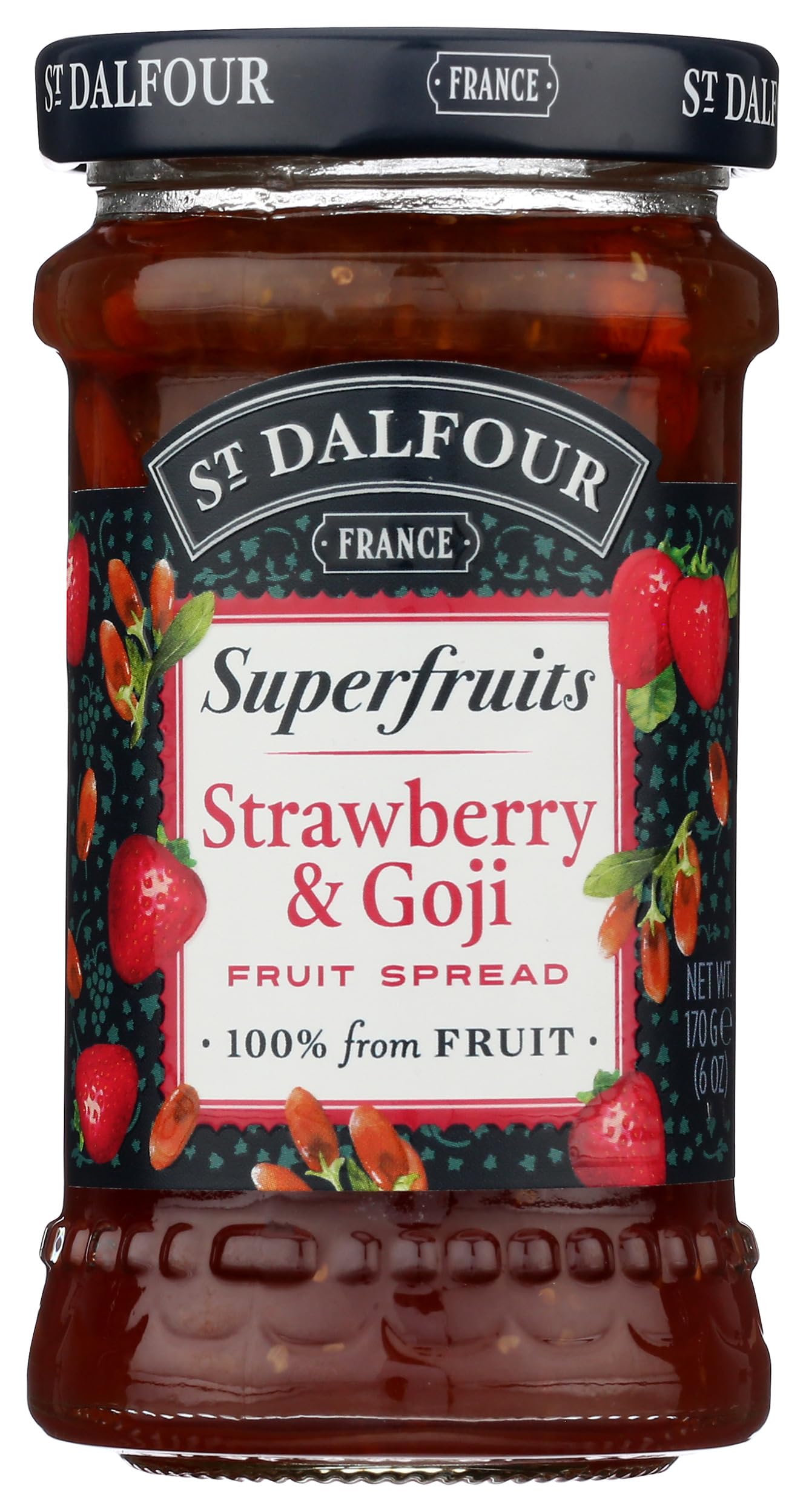 St Dalfour, Fruit Spread Superfruit Strawberry Goji, 6 Ounce