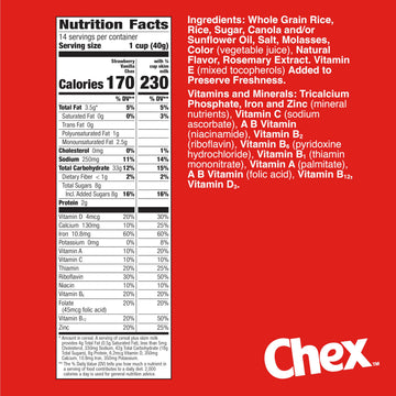 Strawberry Vanilla Chex Cereal Gluten Free Breakfast Cereal Made with Whole Grain Family Size 19.8 oz