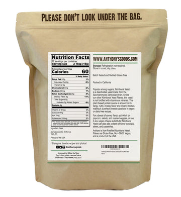 Anthonys Nutritional Yeast Flakes, Non-Fortified, Gluten-Free, Non-GMO, 10 oz
