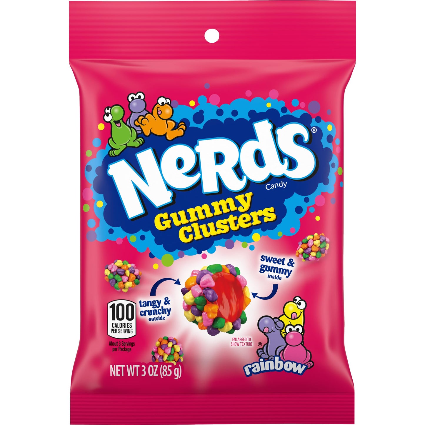 Nerds Gummy Clusters Rainbow, 3 Ounce Pouches (Pack Of 3), 9Oz Candy