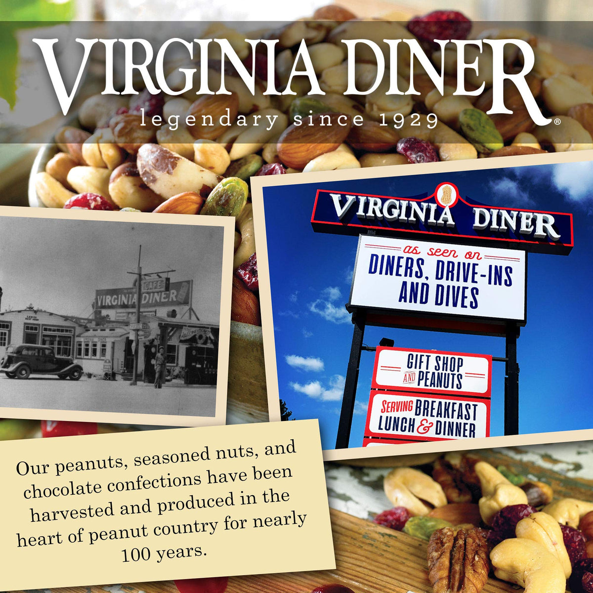 Virginia Diner - Gourmet Natural Old Bay Seasoned Snack Mix (Old Bay Seasoned Virginia Peanuts, Cashews, Cheddar & Garlic Sesame