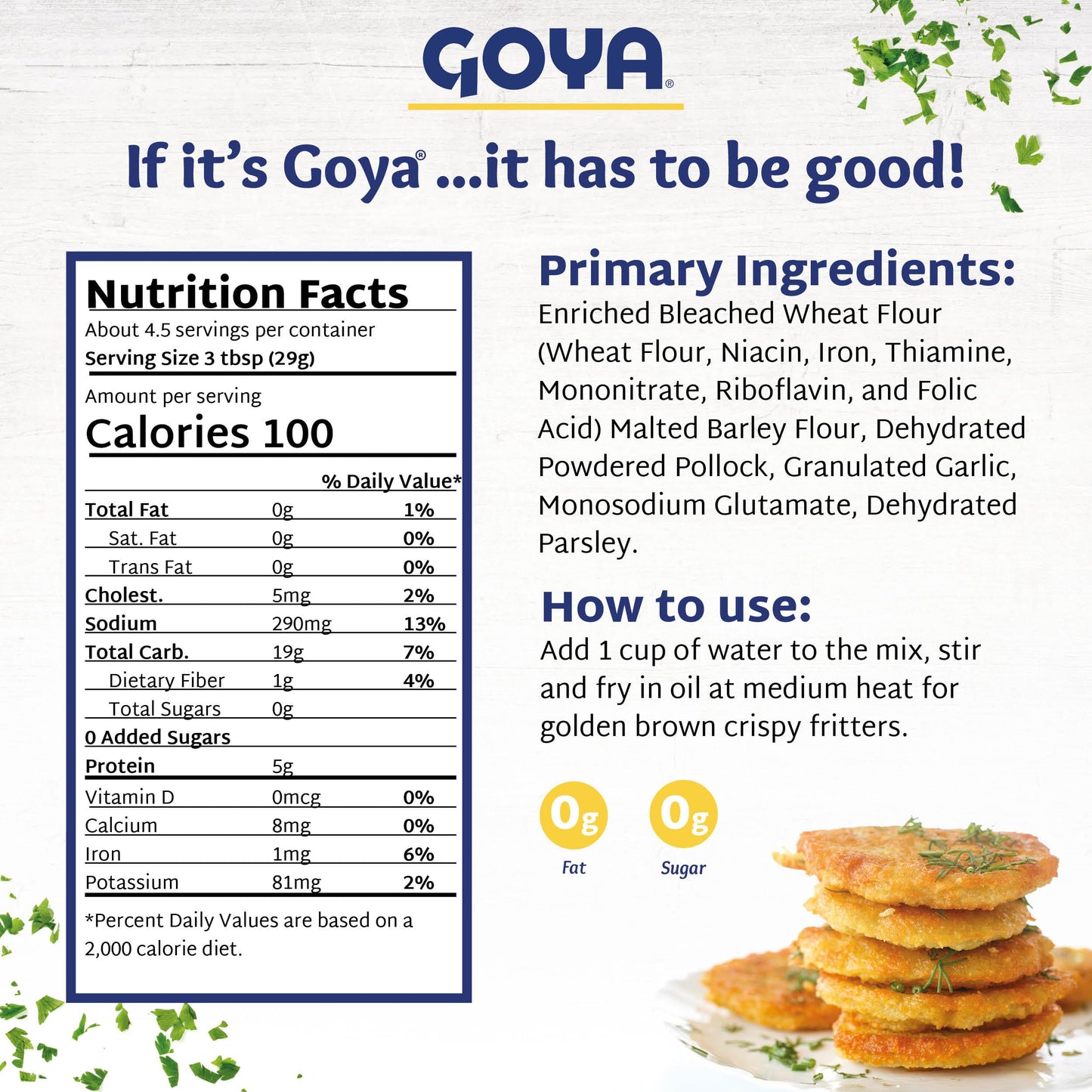 Goya Bacalaitos Codfish Fritter Mix, 4.5 oz (Pack of 2)