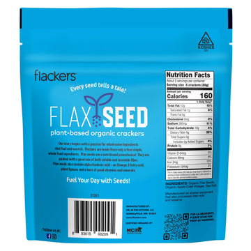 Flackers Organic Sea Salt Flaxseed ers, Gluten Free, Vegan, Keto, 5 Ounce (Pack of 6)