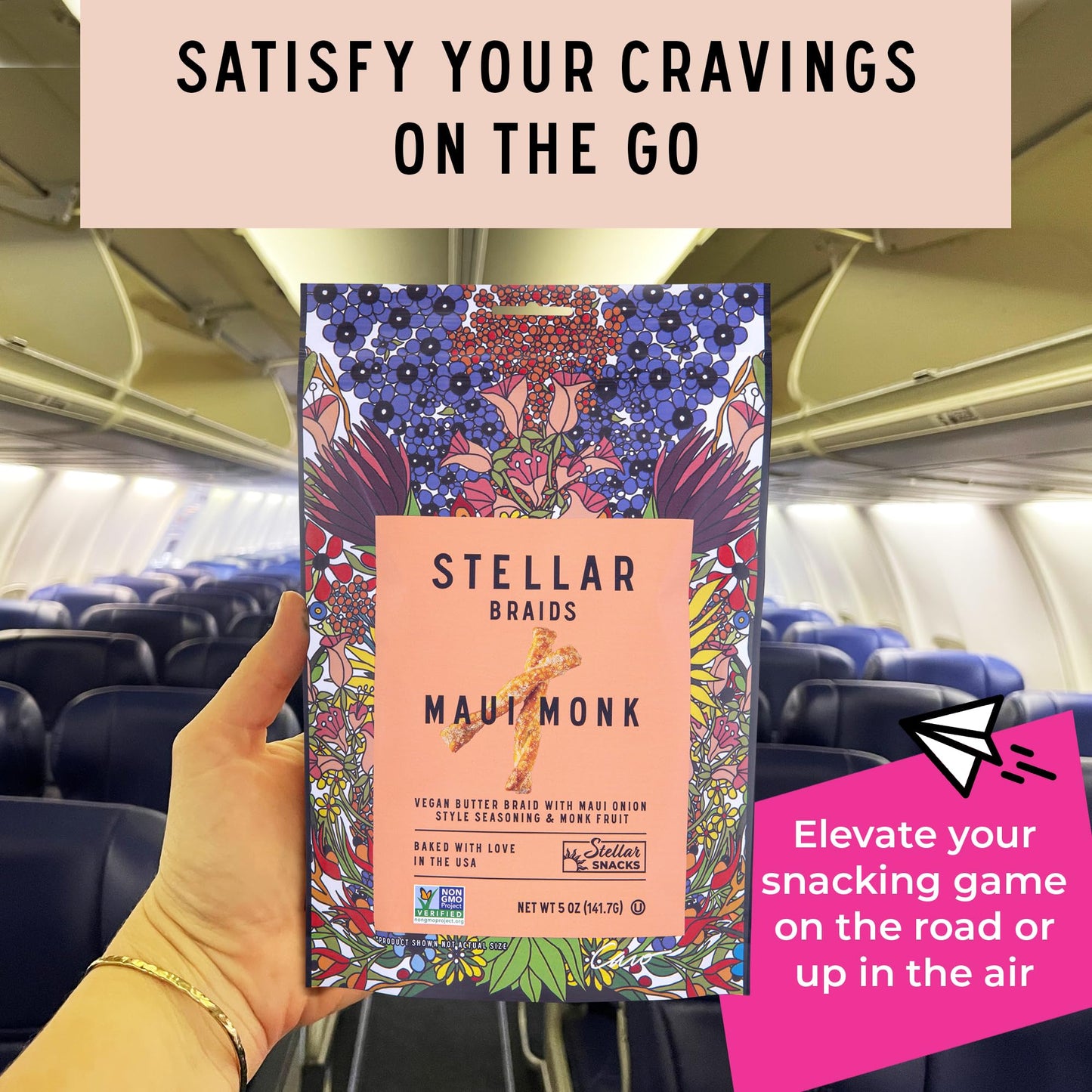 Stellar Snacks Pretzel Braids, Maui Monk Sweet Onion, 5 Oz (Pack of 6), Gourmet Pretzel Sticks, Vegan, Kosher, Non GMO, Peanut F