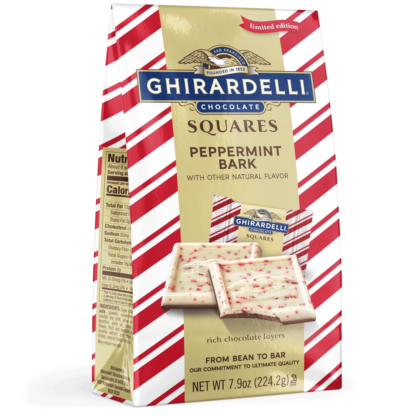 GHIRARDELLI Peppermint Bark Chocolate Squares 7.9 OZ Bag