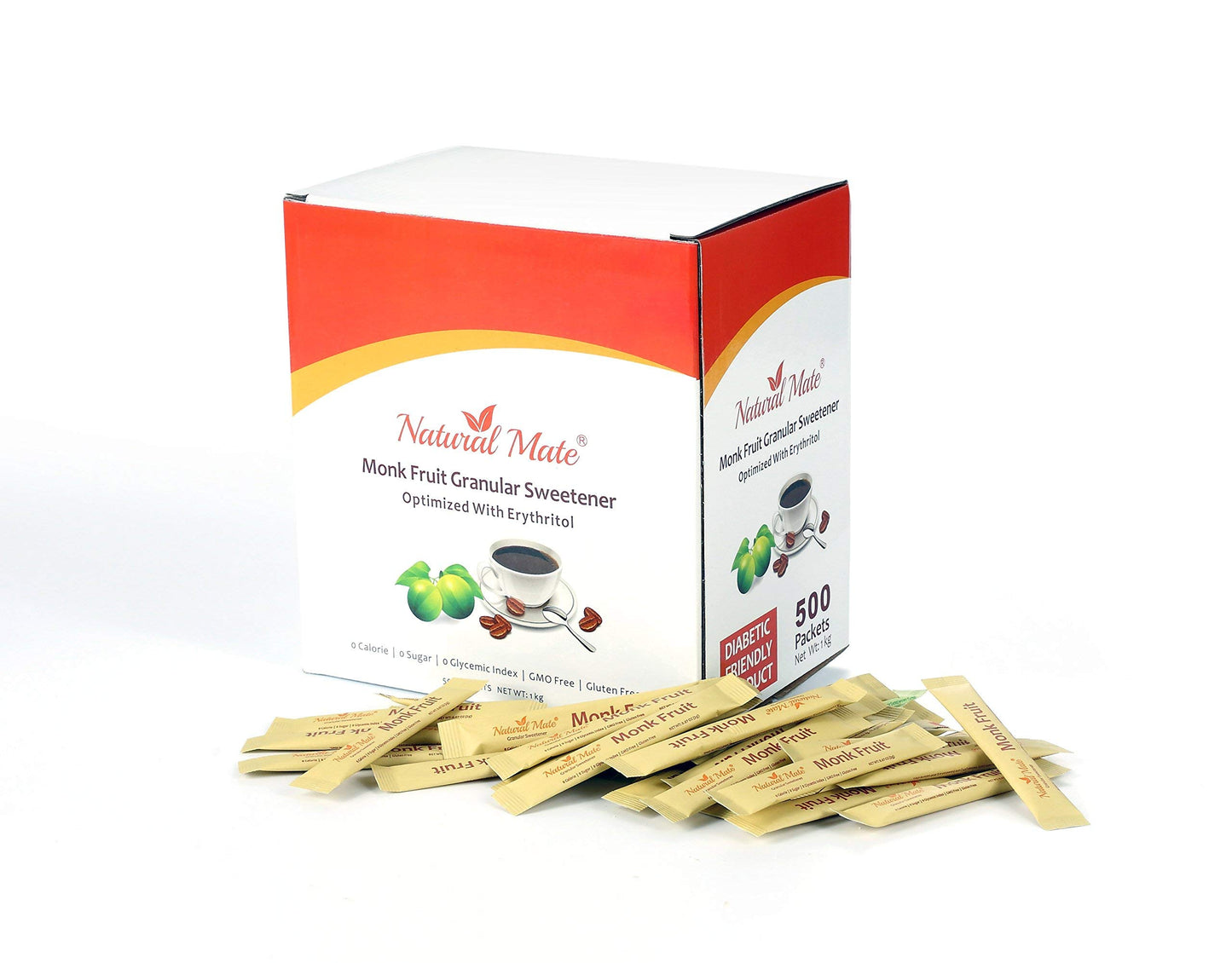 Natural Mate Monk Fruit Sweetener Packets 500 Count (2 Grams/Packet) | 1 Pack