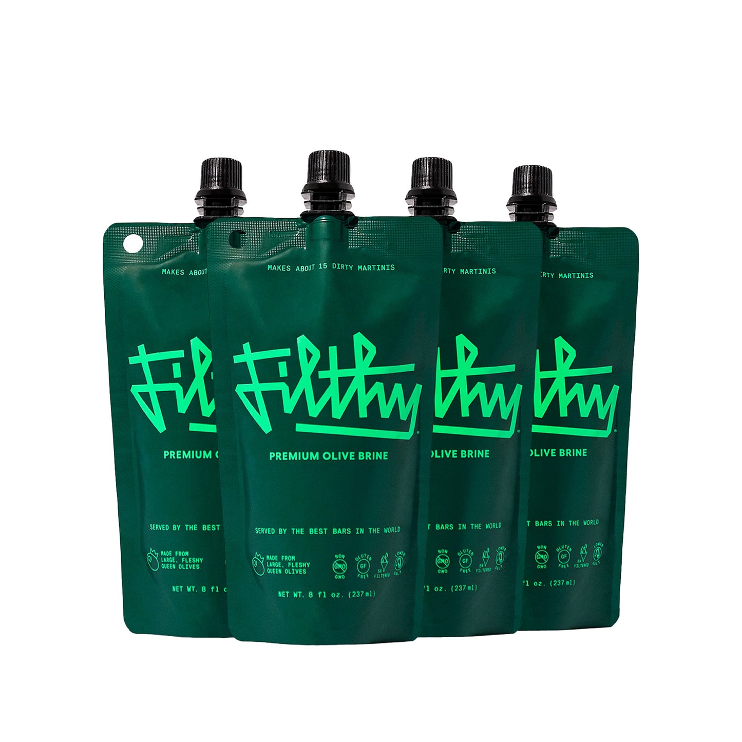 Filthy Olive Brine For Mixed Flavors 8 Oz Pouch 4 Pack