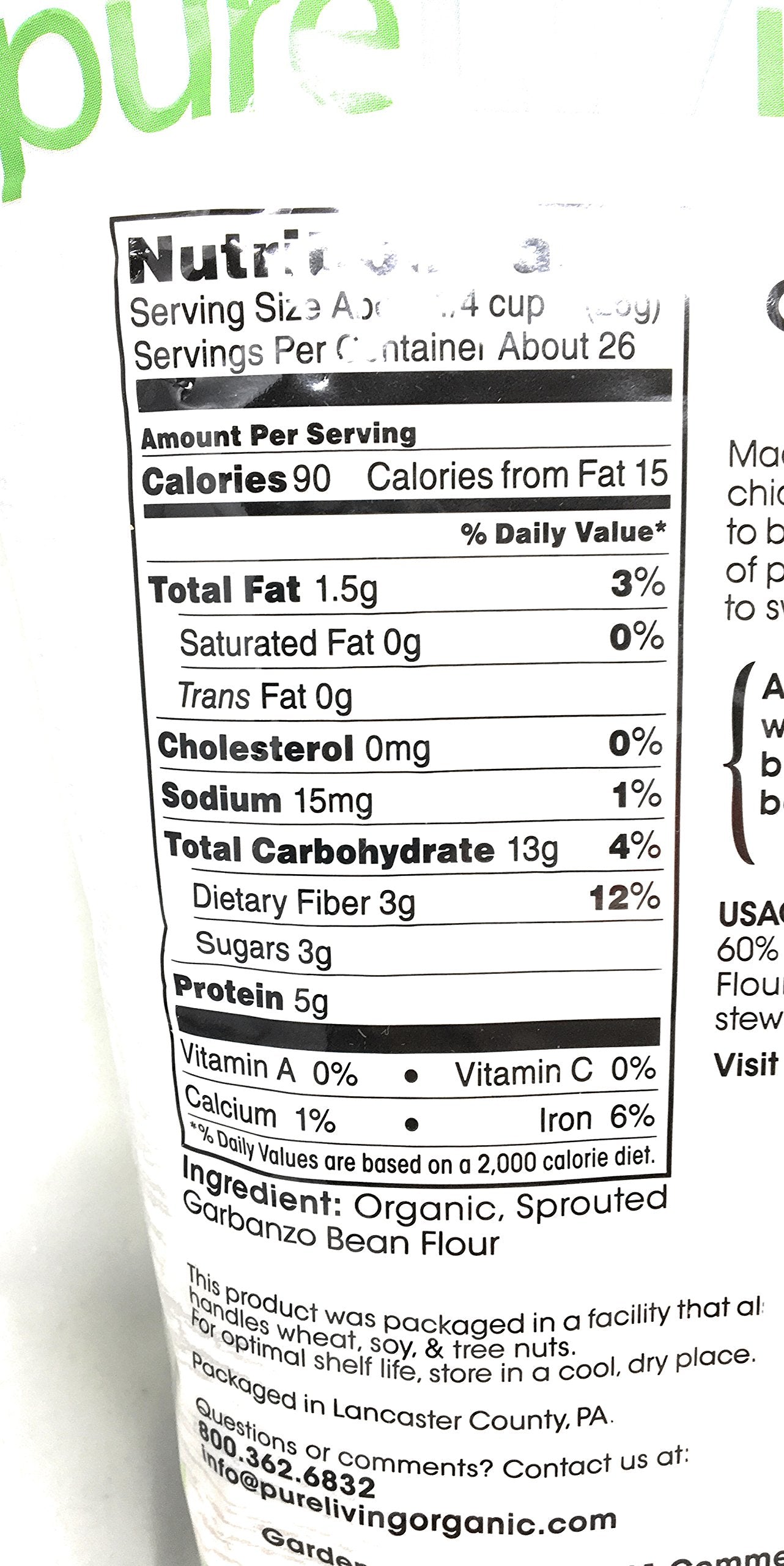 Pure Living Sprouted Garbanzo Bean Flour - 1.5 lbs