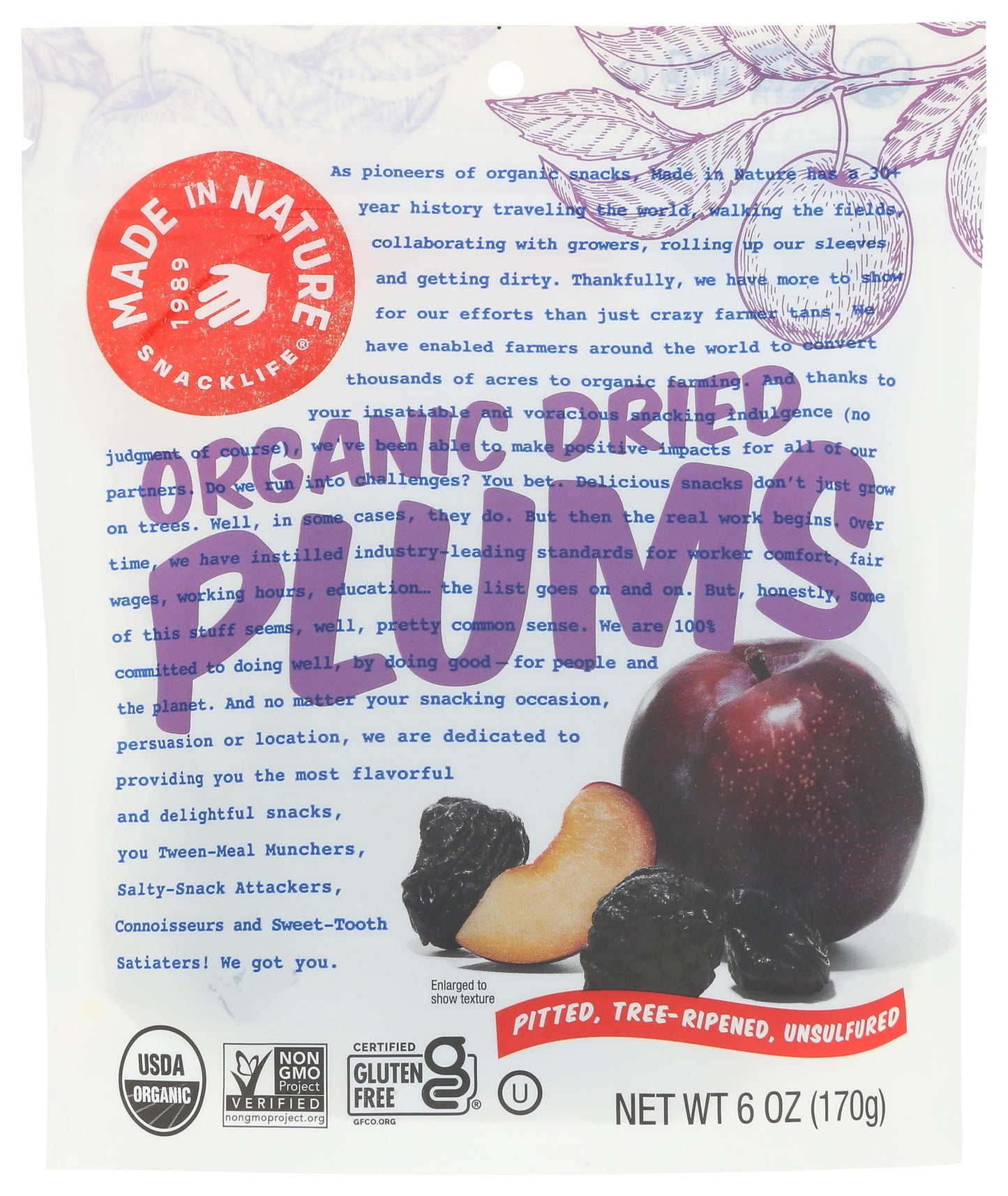 Made In Nature Organic Dried Plums, 6 Oz