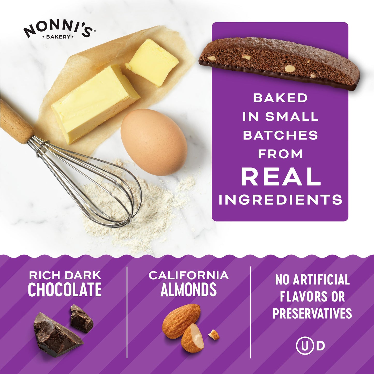 Nonnis, Dark Chocolate Almond Biscotti, 6.88 Ounce