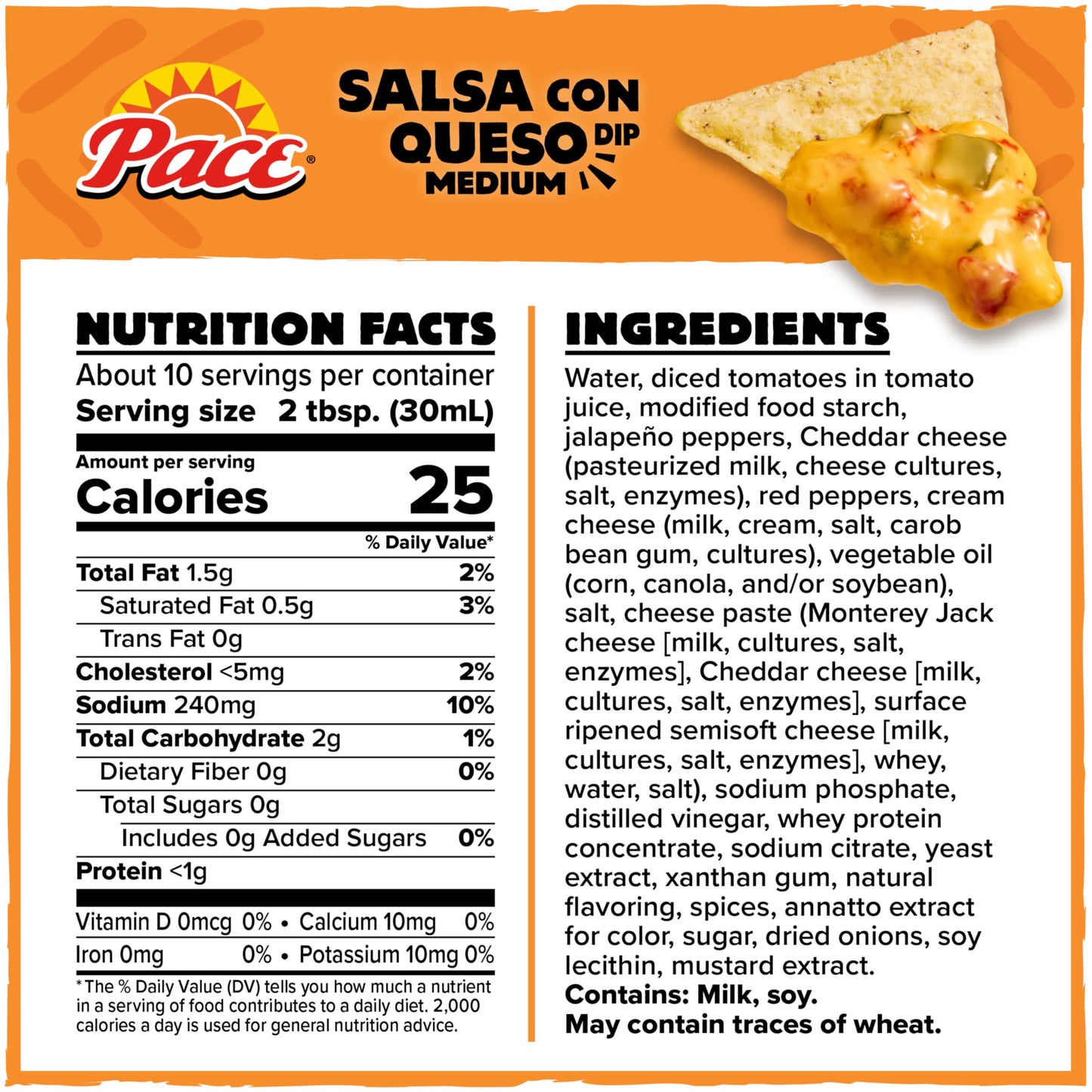 Pace Salsa Con Queso Dip, 11 oz Microwavable Bowl (8 Pack)