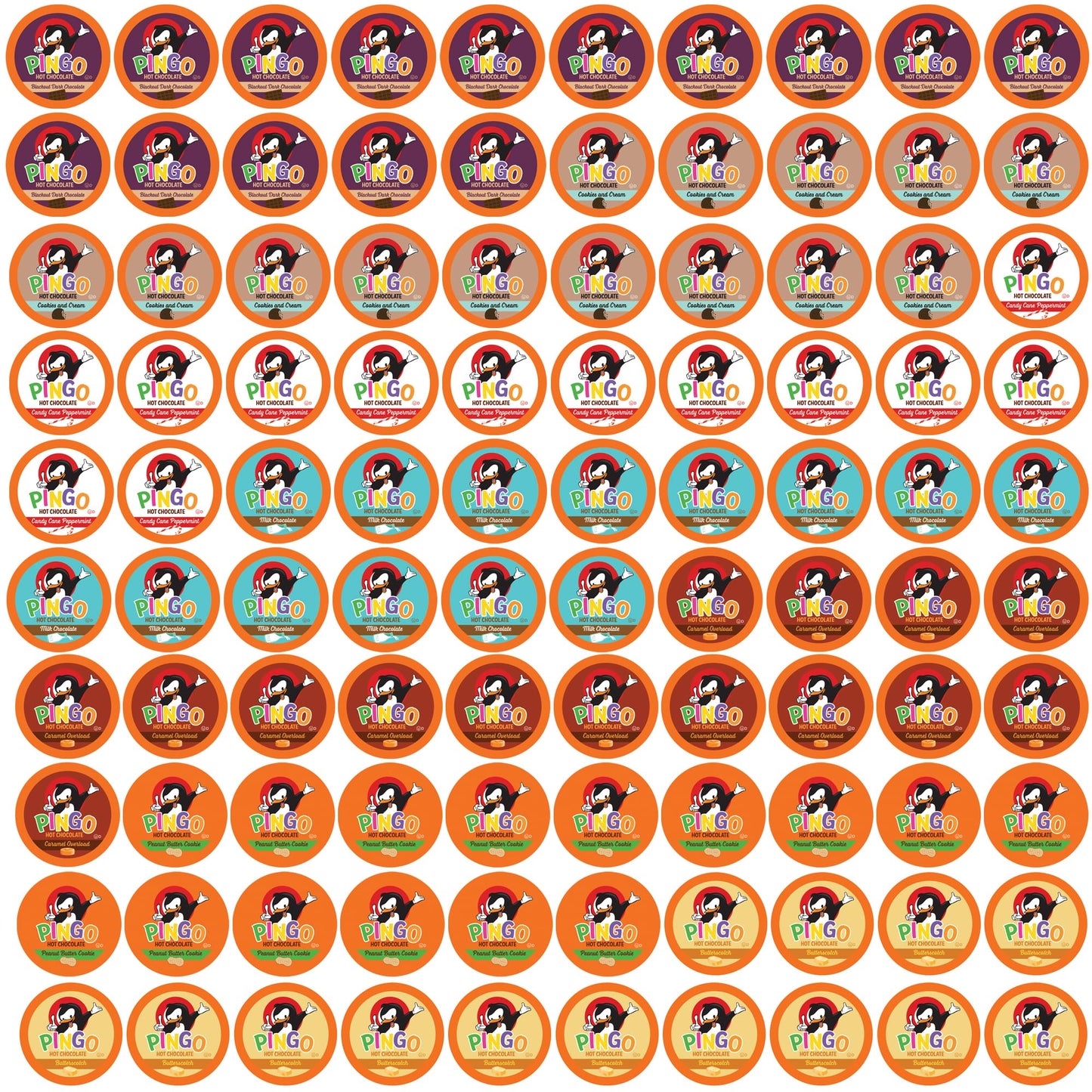 Pingo Hot Chocolate Pods For Keurig Kcup Beverage Makers Assorted Cocoa Variety Pack 100 Count