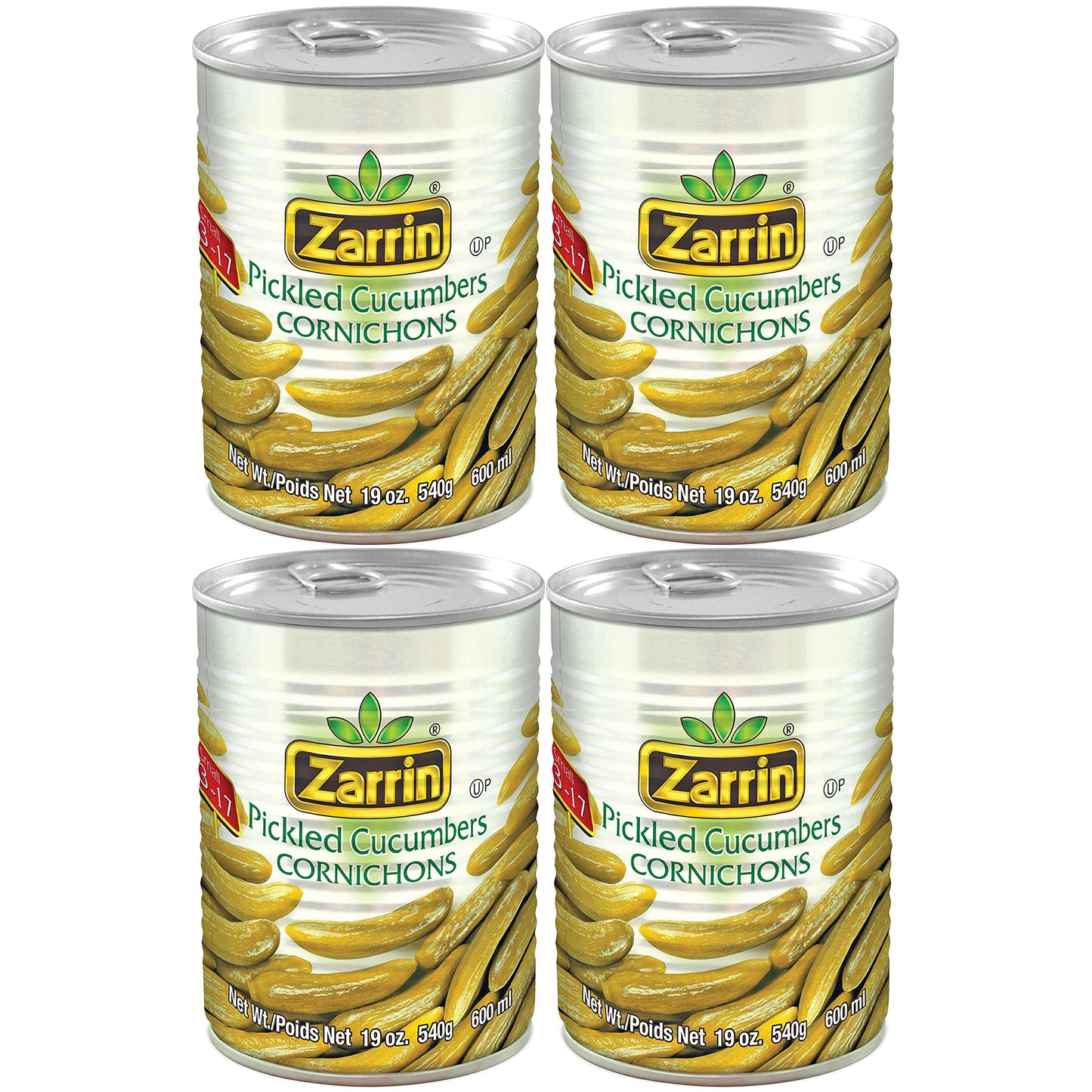 Zarrin - Pickled Cucumber Cornichons, 19 Oz (Pack of 4)