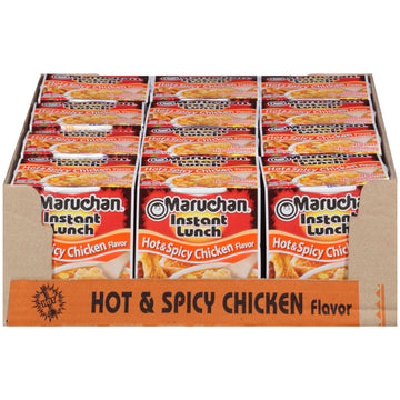 Maruchan Instant Lunch Hot & Spicy Chicken Ramen Noodle Soup, Microwaveable Meal, 2.25 Oz, 12 Count Pack