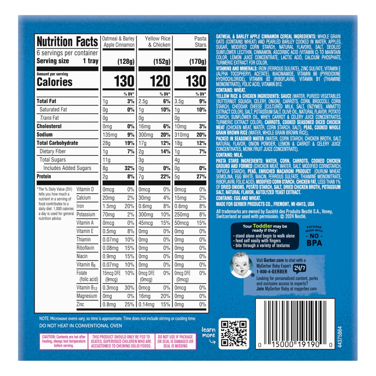 Gerber Toddler Food Variety 6 Pack, All Day Favorites, Breakfast, Lunch & Dinner