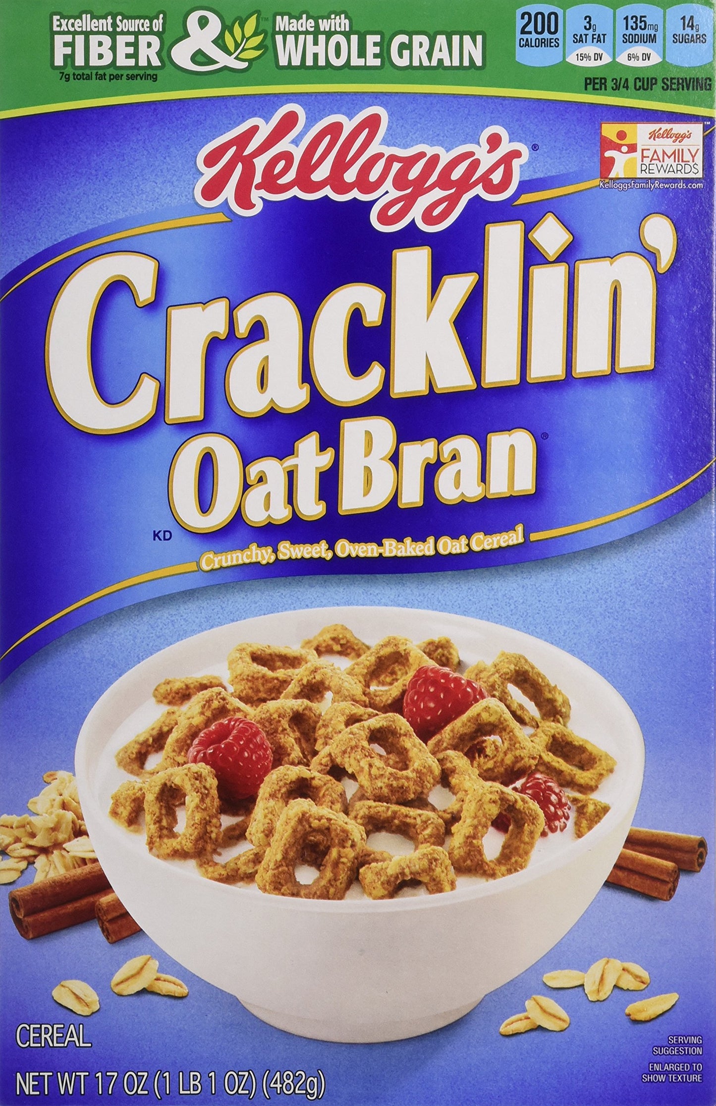 Cracklin Oat Bran Cereal, 17-ounce Boxes, 3 Pack