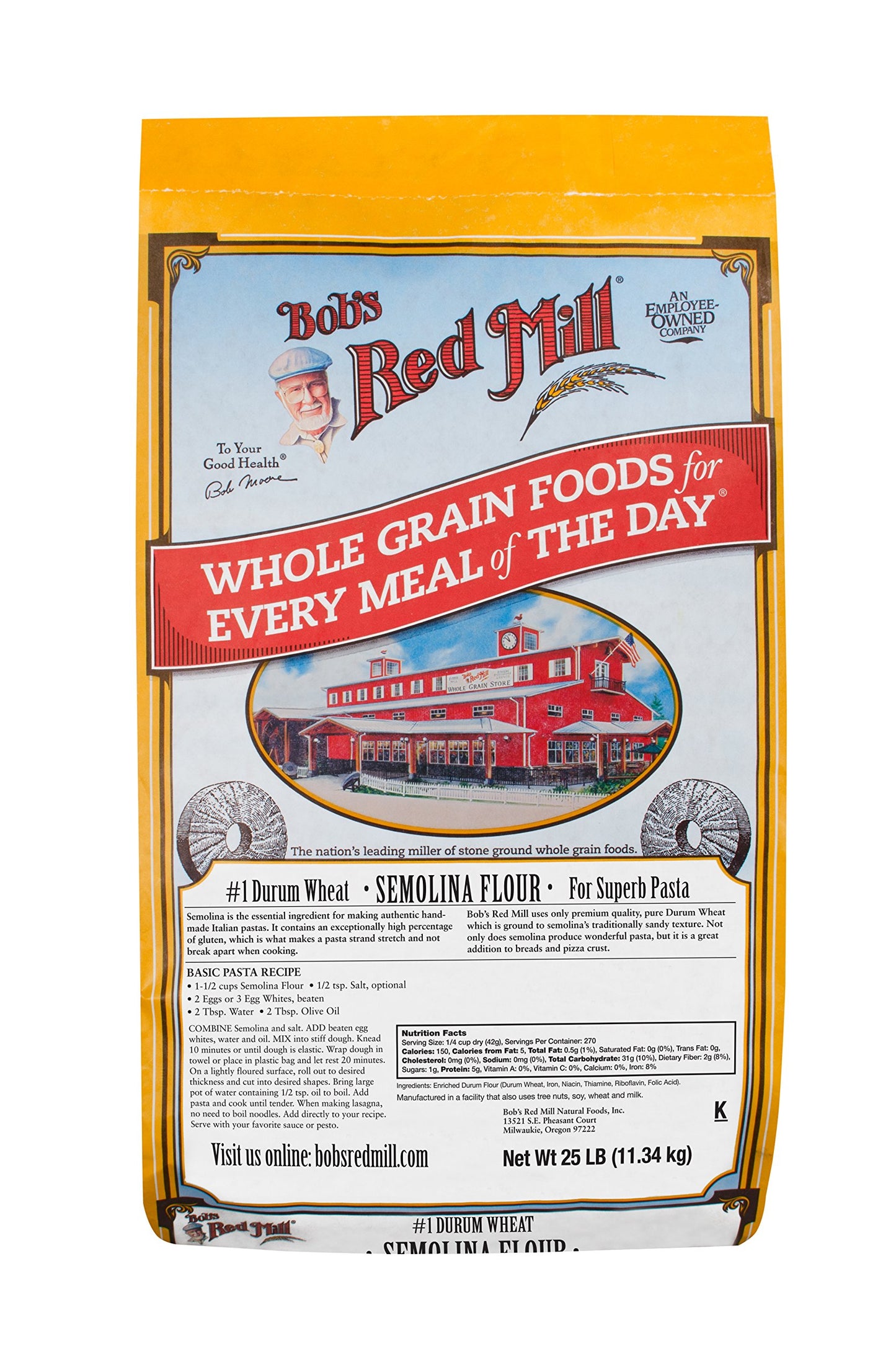 Bobs Red Mill Semolina Pasta Flour, 25 Pound