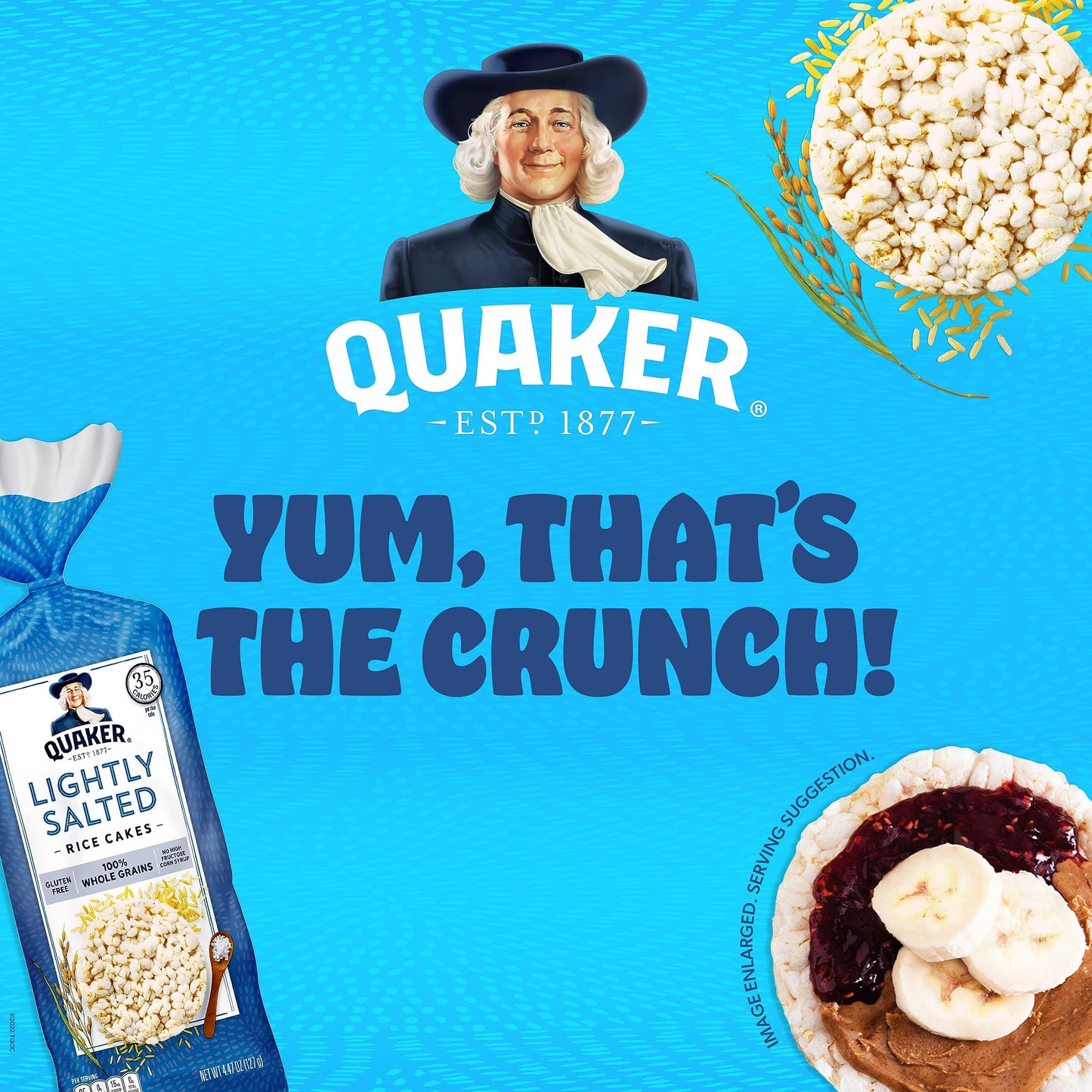 Quaker Large Rice Cakes, Lightly Salted, 4.47 oz (Pack of 6)