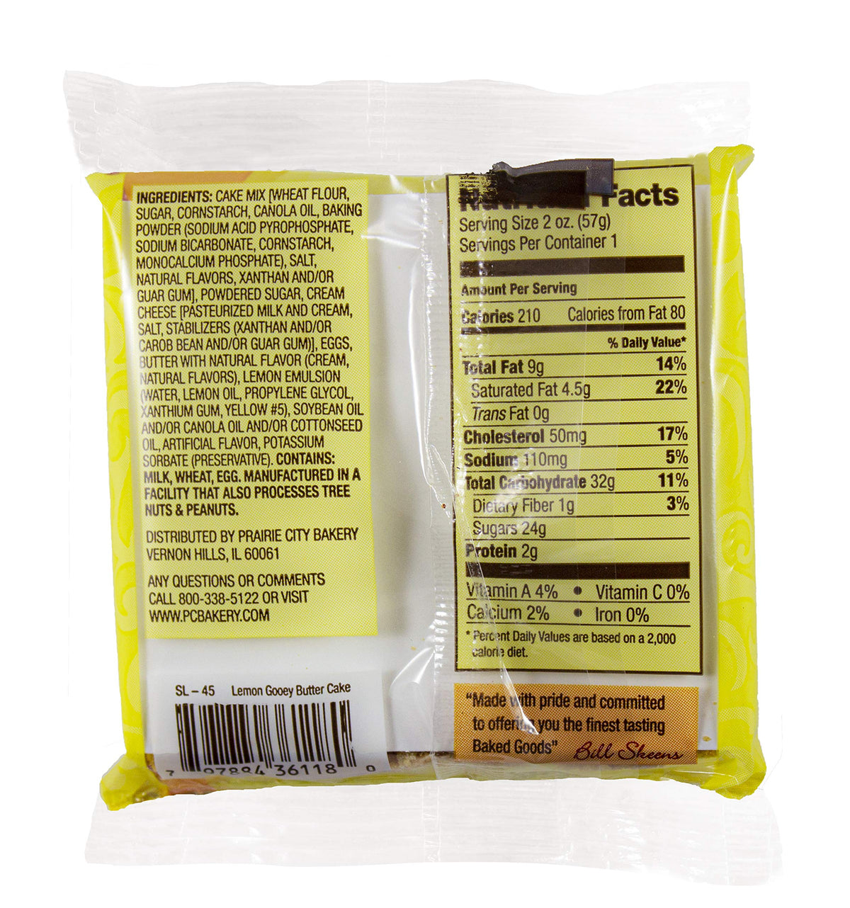 Prairie City Bakery Lemon Ooey Gooey Butter Cake, 1 Box, 10 Cakes