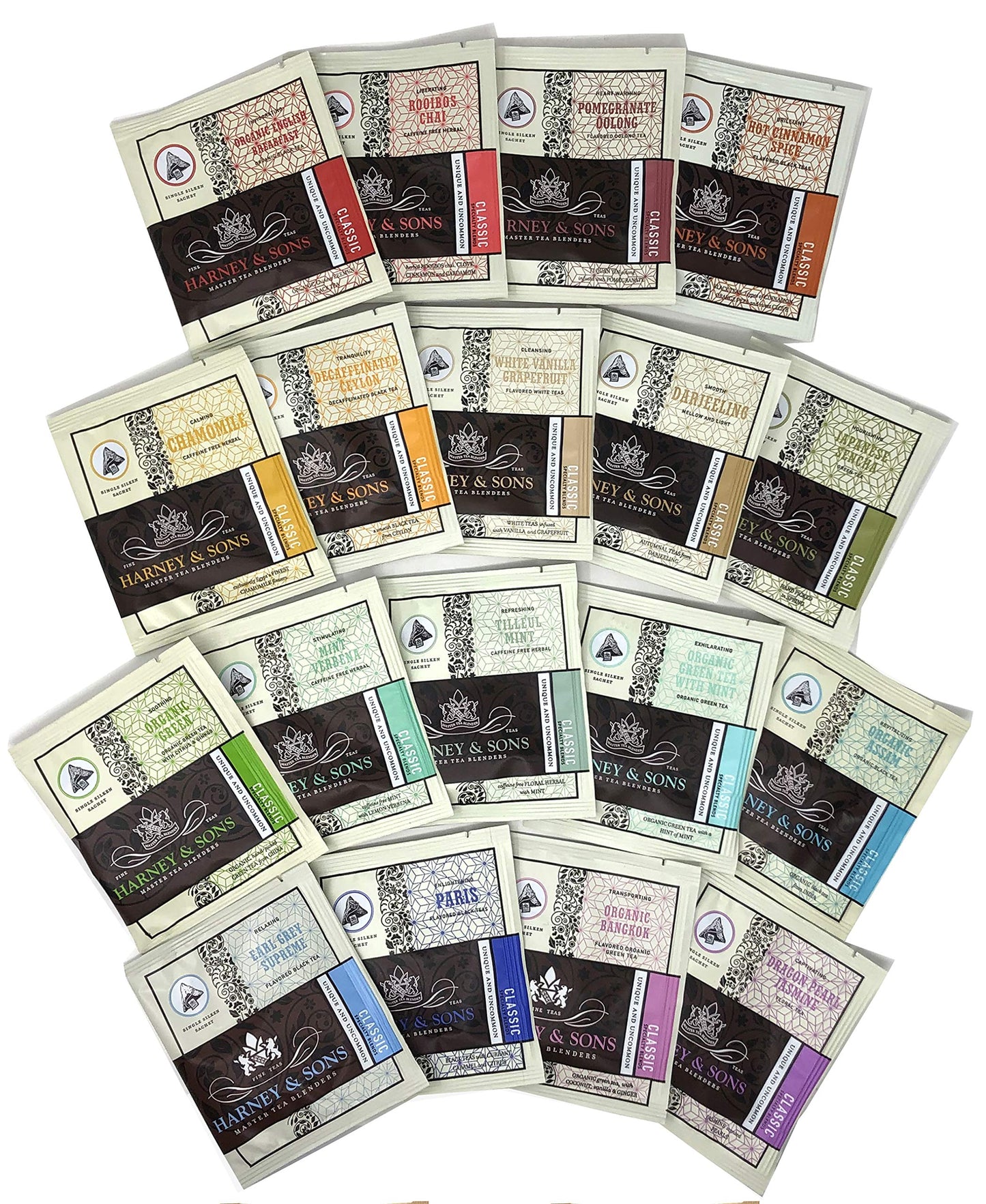 Harney & Sons Tea Gift Box Assorted Classic Tea Sachet Sampler Bundle 18 Count - Great for Birthday, Hostess and Co-worker Gifts