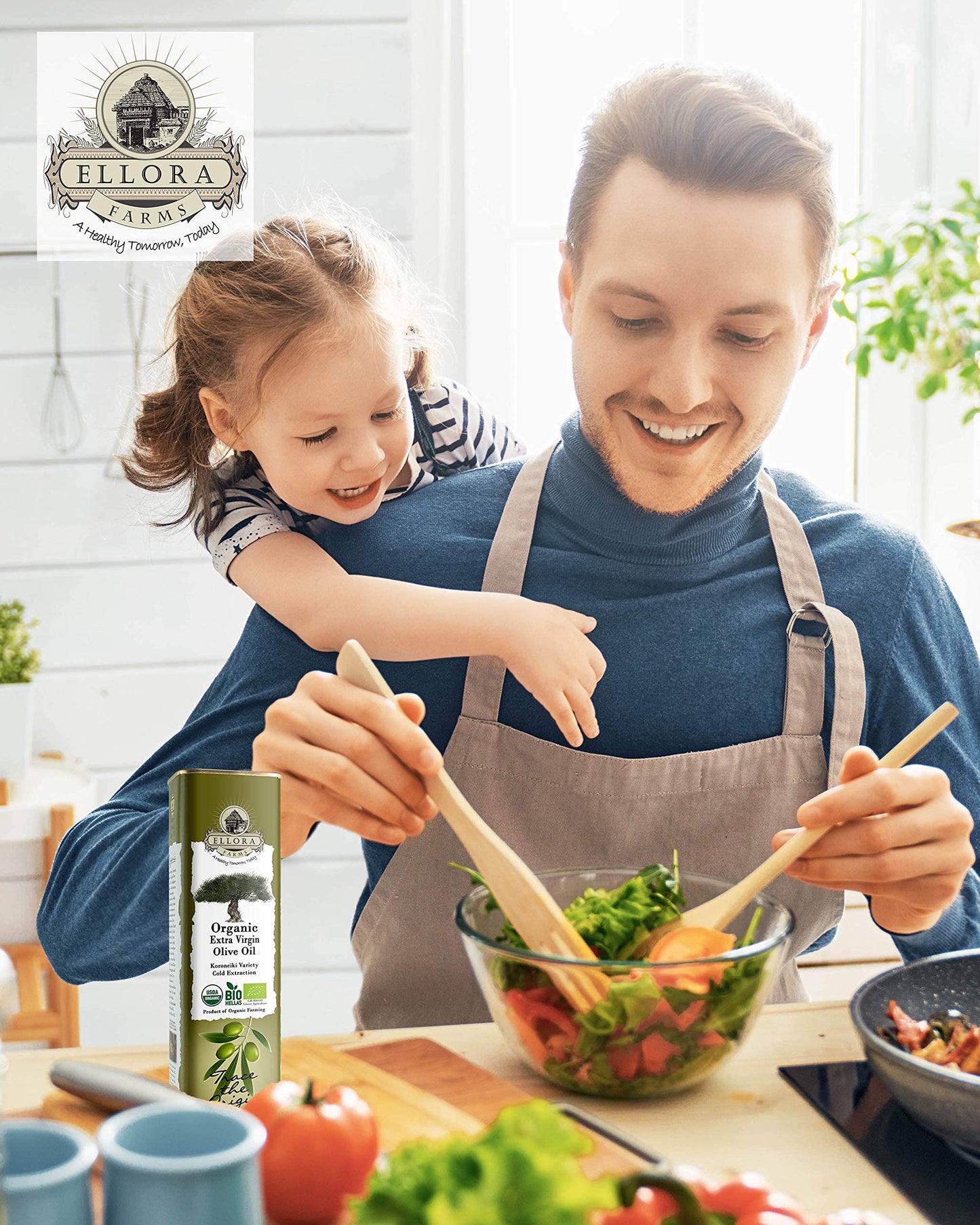 Ellora Farms Organic Usda Extra Virgin Olive Oil First Cold-Pressed Unfiltered Phenol Rich Kosher 17 Oz Tin