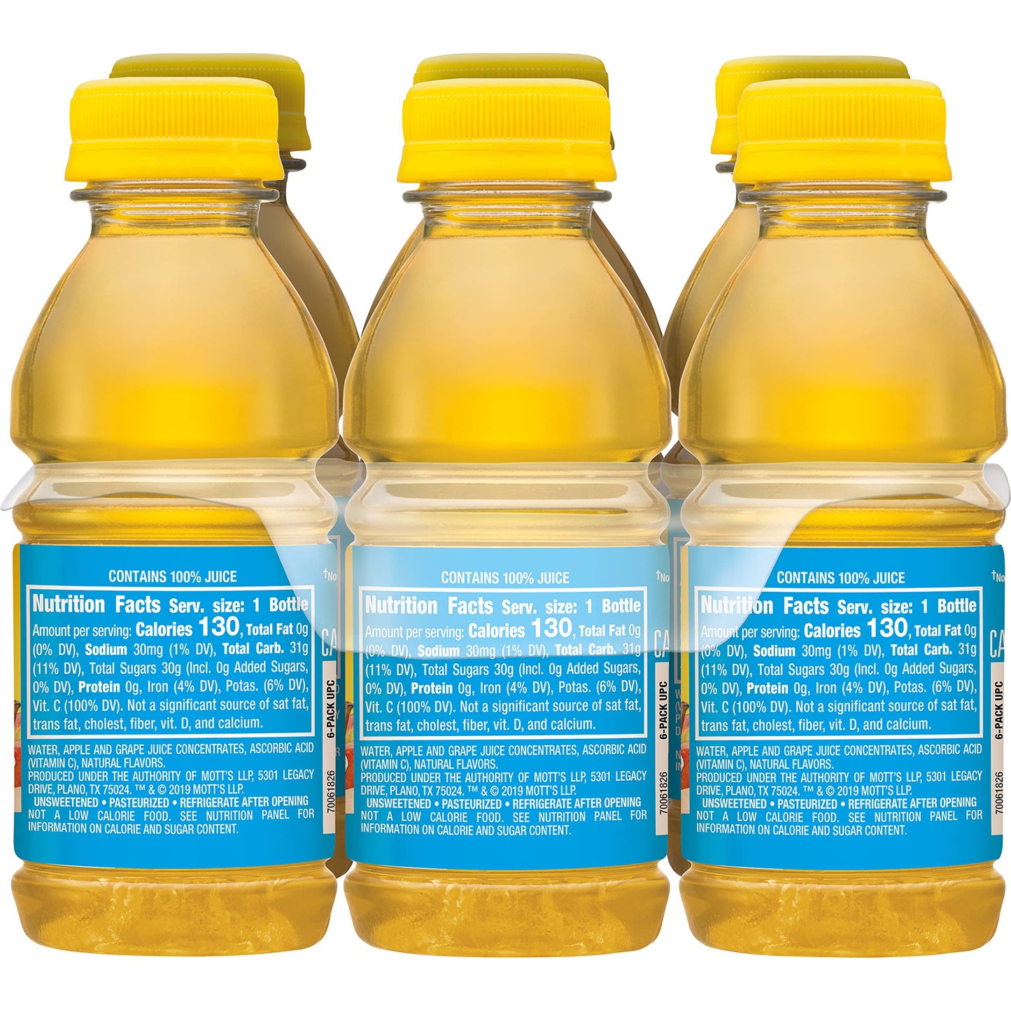 Motts 100% Apple White G Juice 8 fl oz bottles 6 pack