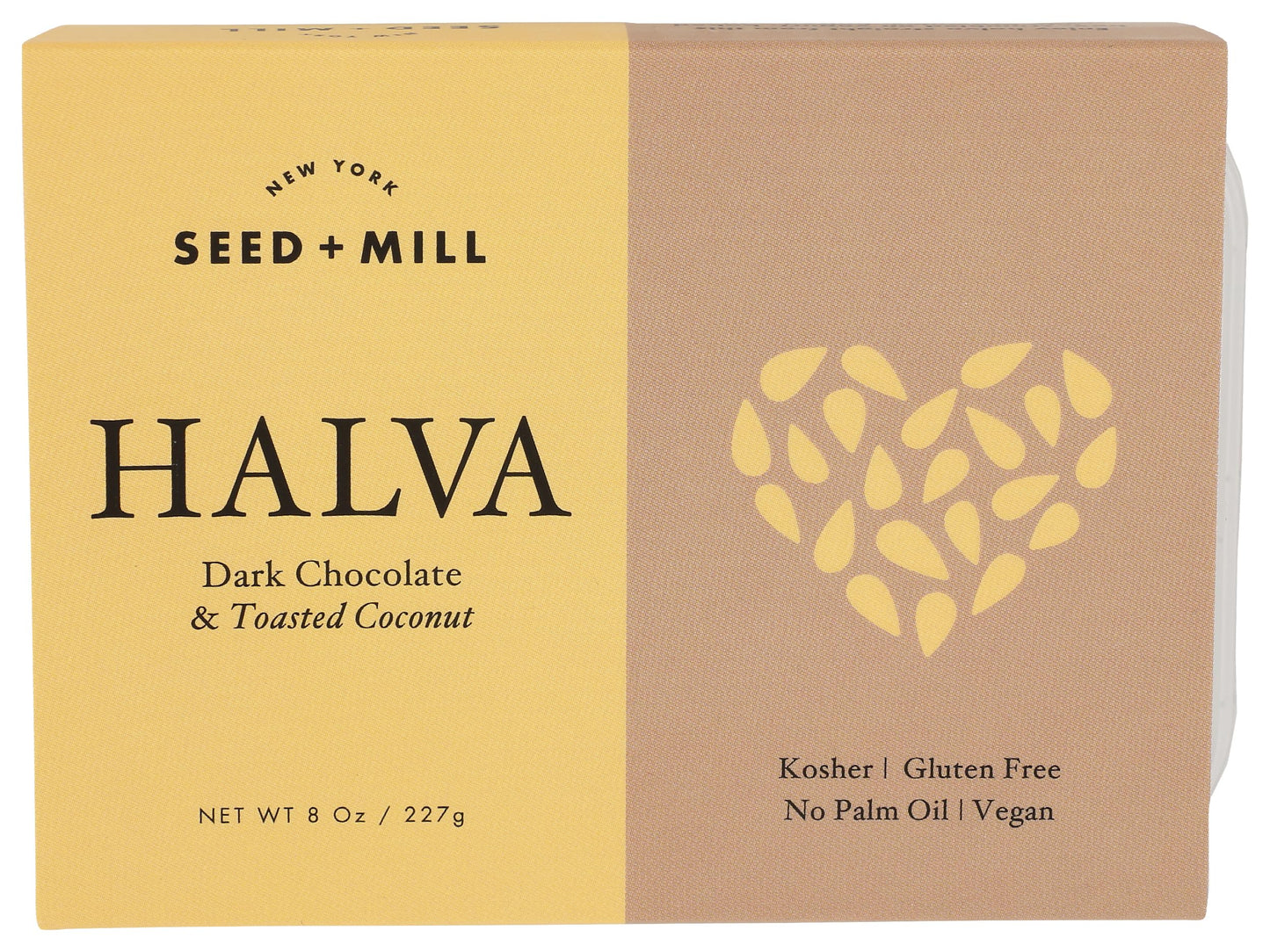 Seed + Mill - Halva - Dark Chocolate & Toasted Coconut - Vegan Kosher & Gluten Free - Enjoy This Soft Fudgelike Candy Made From Sesame Paste Coconut & Dark Chocolate - 8 Oz
