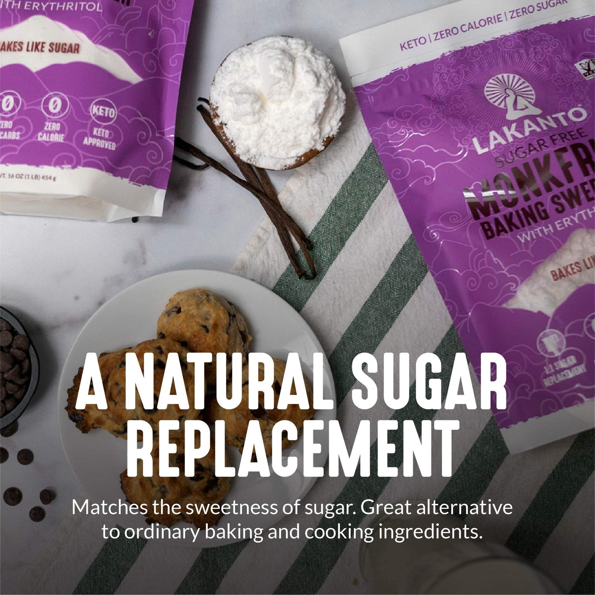 Lakanto Baking Monk Fruit Sweetener with Erythritol - Baking Sugar Substitute, Zero Calorie, Keto Diet Friendly, Zero Net Carbs,