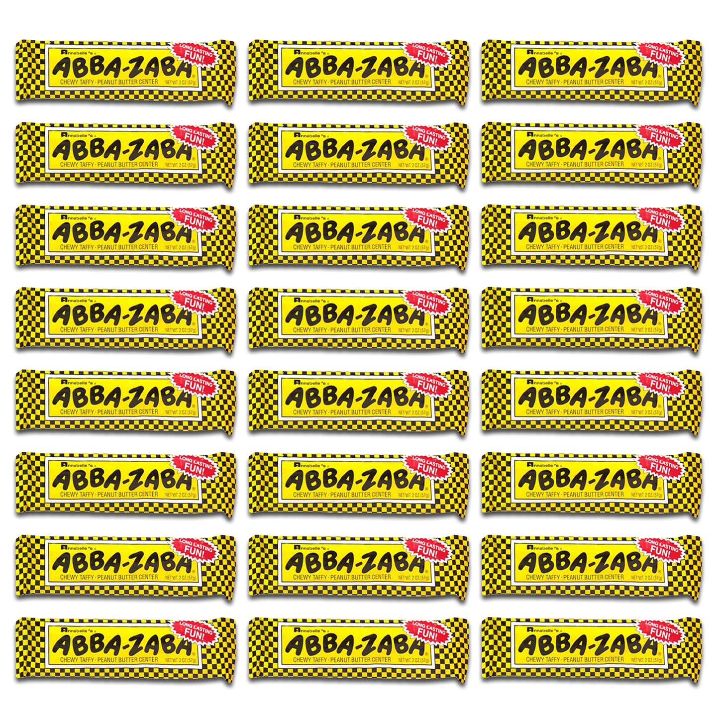 Annabelles Abba-Zaba Chewy Taffy Peanut Butter Center, 1.8-Ounce Bars (Pack of 24)