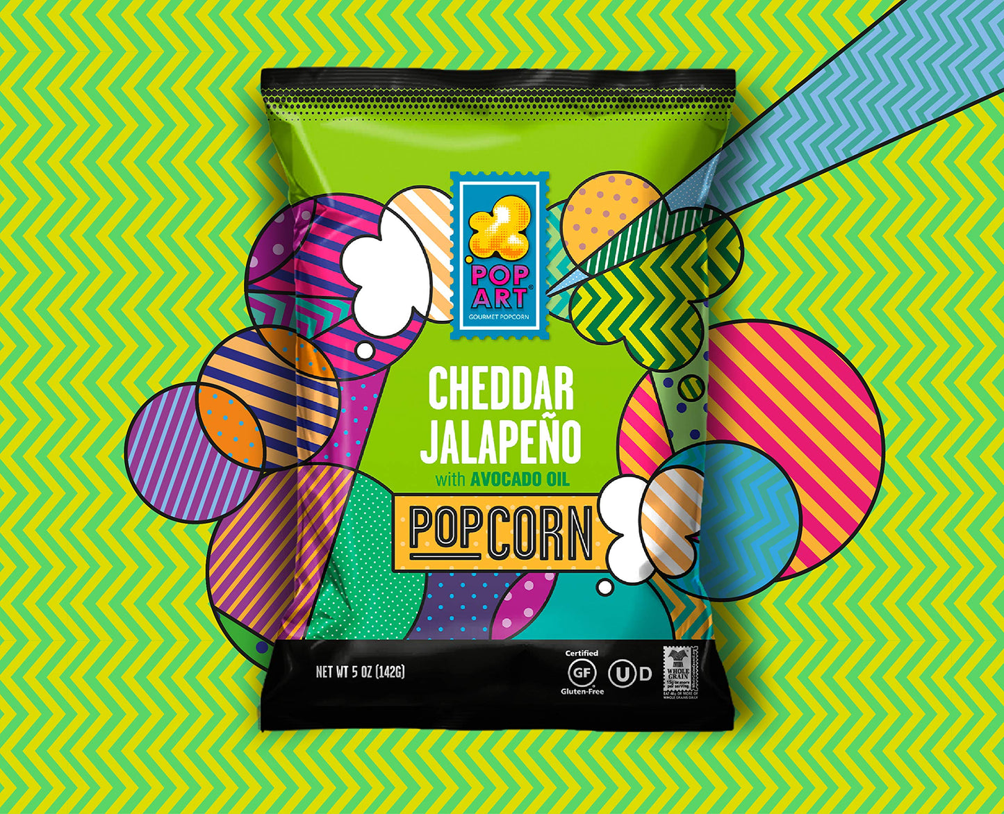 Pop Art Snacks Gourmet Popcorn - Cheddar Jalapeno 5 Oz