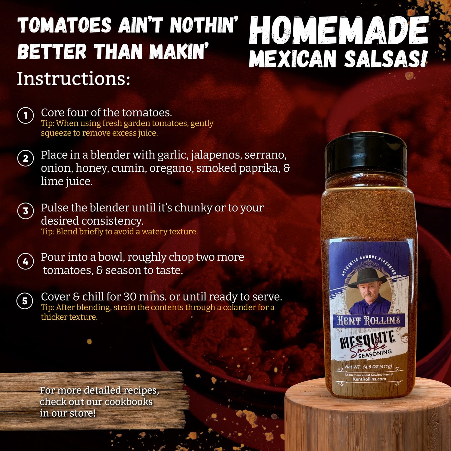 Kent Rollins Mesquite Smoke Seasoning - Gluten Free Meat Rub - Ancho Chile & Sweet Smoke Flavor - 14.5 oz