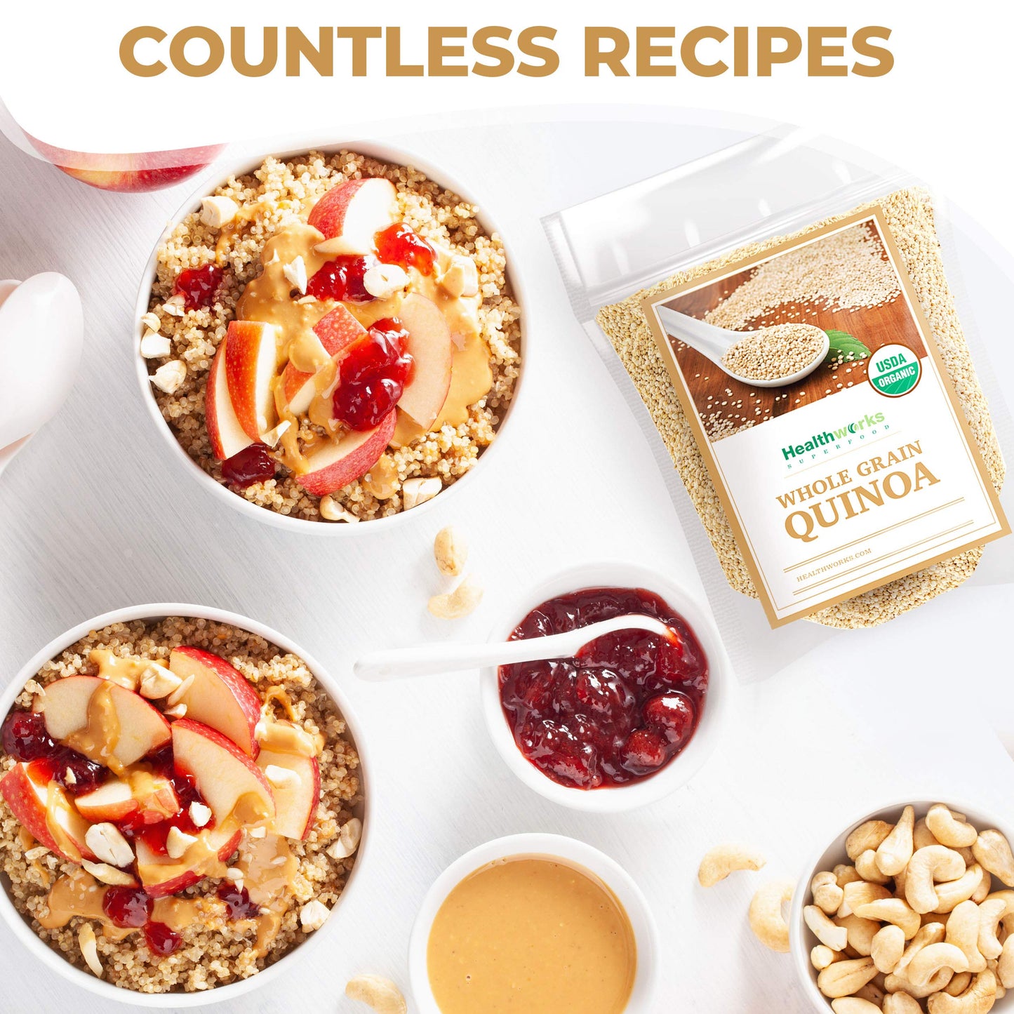 Healthworks Quinoa White Whole Grain Raw Organic (80 Ounces / 5 Pounds) | Protein Fiber & Iron | Peruvian Origin | Rice & Pasta Substitute