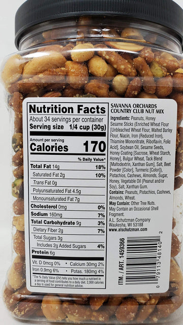 Savanna Orchards Nut Mix - Country Club Blend, 36 Ounce (2.25 lbs), Perfect for Snacking