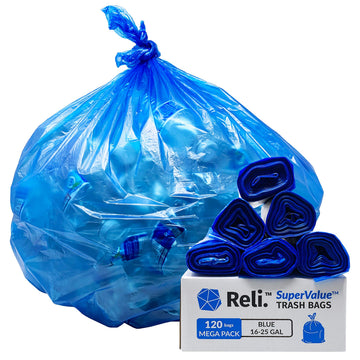 Reli. Supervalue 16-25 Gallon Recycling Bags 120 Count Blue Trash Bags