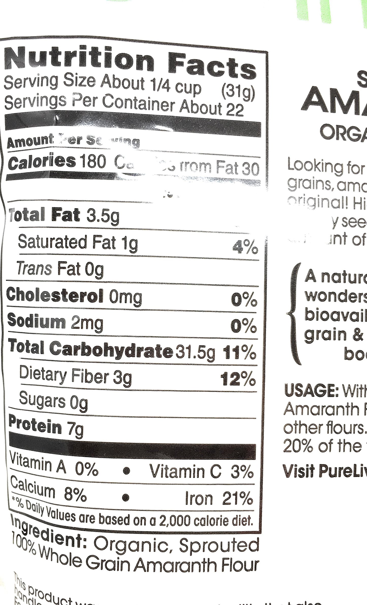 Pure Living Liv Organic Sprouted Amaranth Flour - 24 oz
