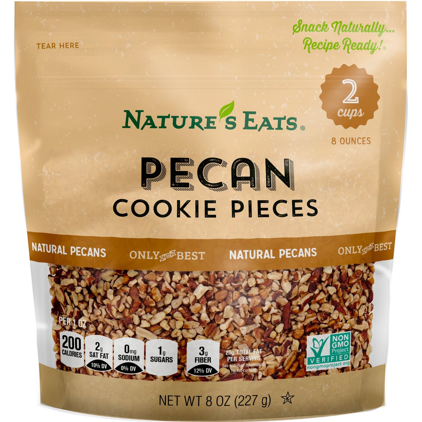 Natures Eats Pecan Cookie Pieces, 8 Ounce