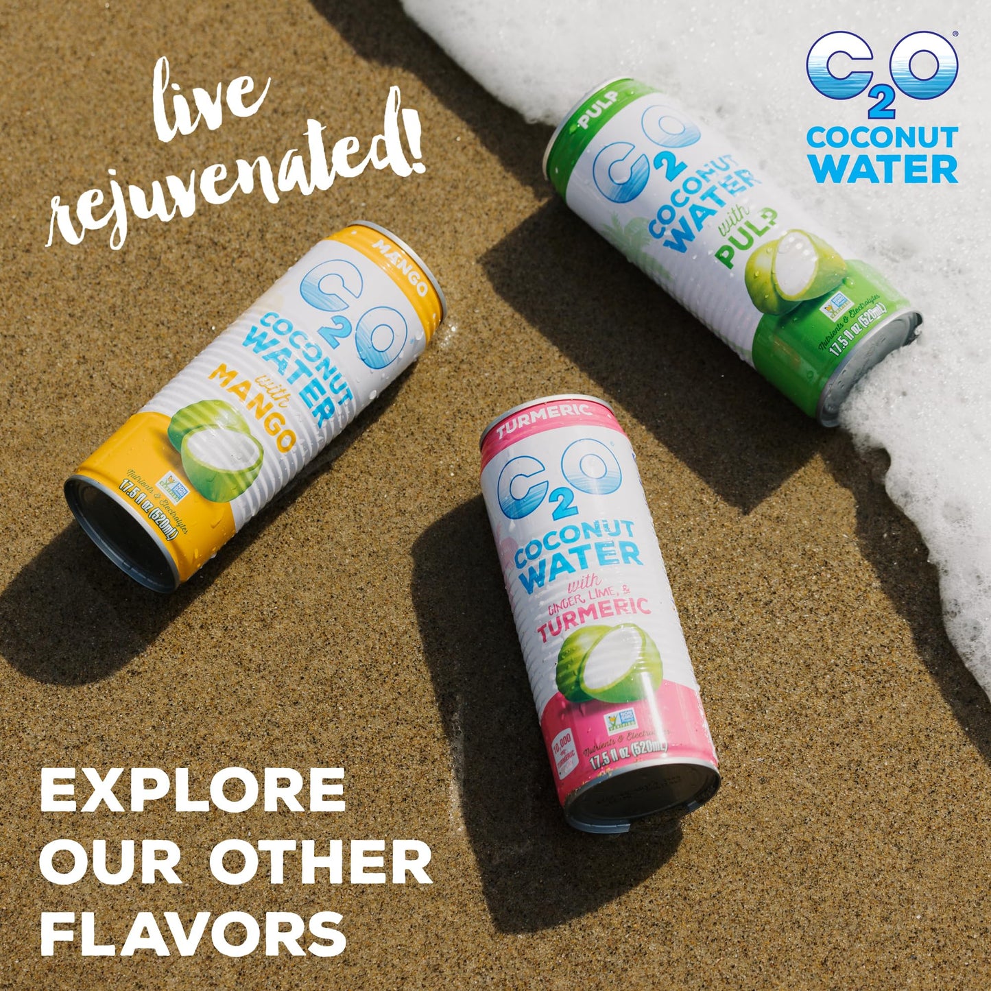 C2O Original Coconut Water, 16.3 FL OZ (Pack of 8)