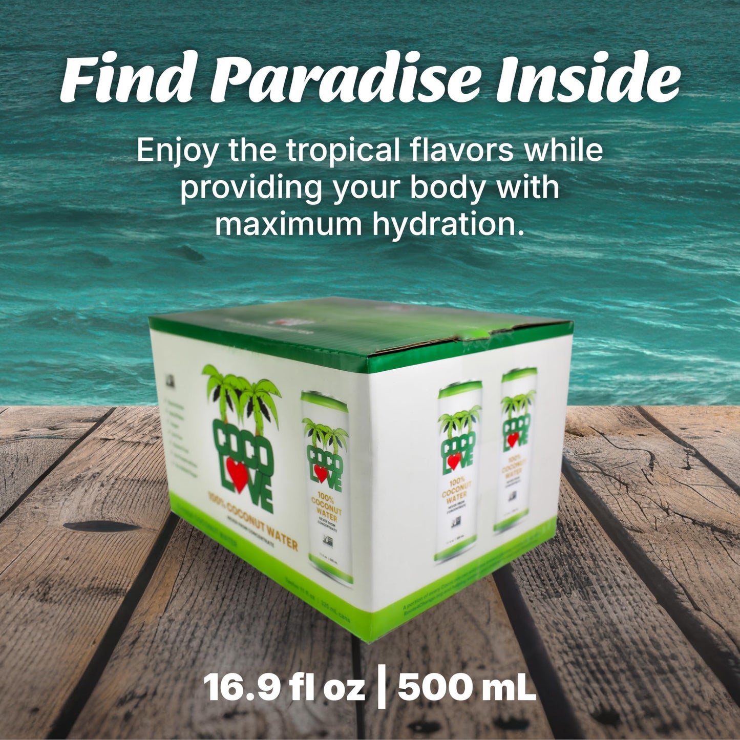 Coco Love Coconut Water - 100% Pure - 16.9 Fl Oz (500 mL) - 12 Pack