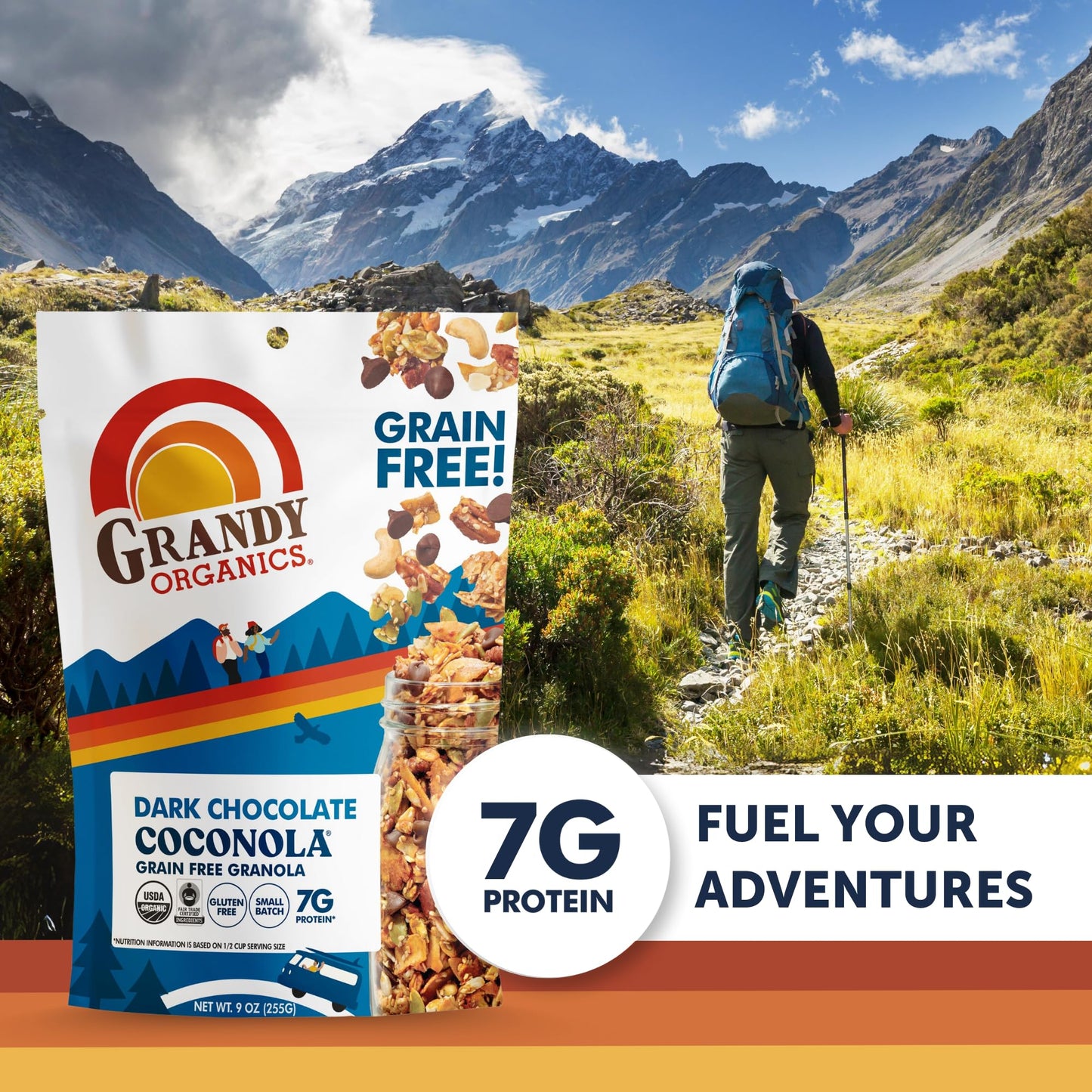Grandy Organics Dark Chocolate Coconola Granola, Certified Organic Gluten Free Granola, Grain Free Granola, Chocolate Flavored C